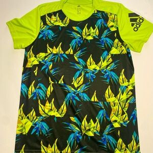 Adidas Bright Lime and Blue Patterned Tee